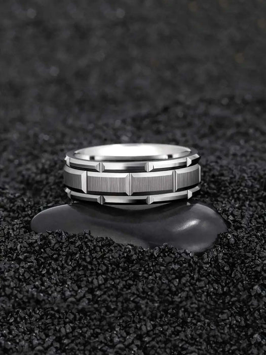 1 anillo clásico de acero inoxidable con acabado mate y diseño de rosa para hombre - Quierox - Tienda Online