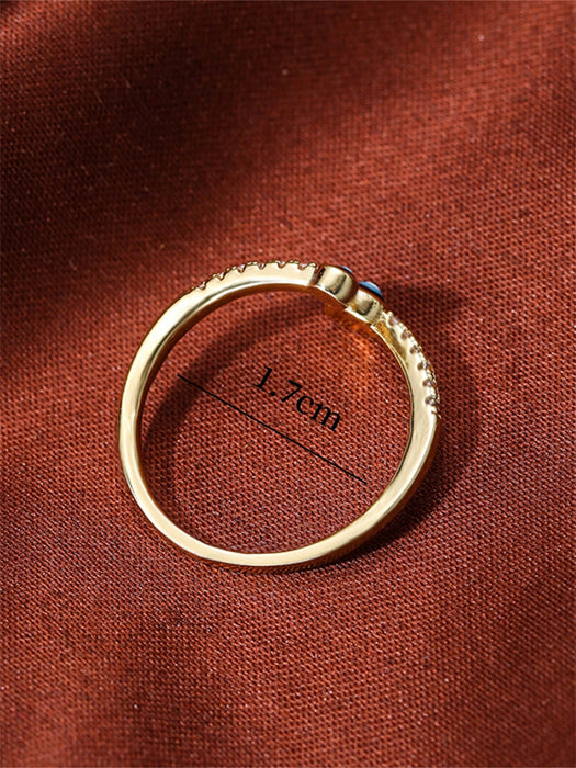 1 anillo de cobre con circonita cúbica y detalle de ojo malvado - Quierox - Tienda Online