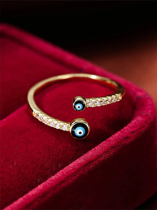 1 anillo de cobre con circonita cúbica y detalle de ojo malvado - Quierox - Tienda Online