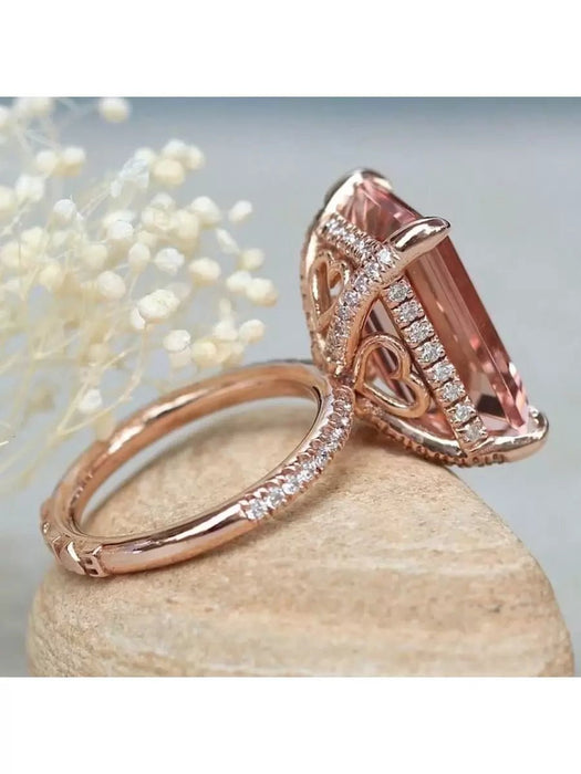 1 anillo de compromiso para mujer, de aleación decorado con circonita cúbica de lujo - Quierox - Tienda Online