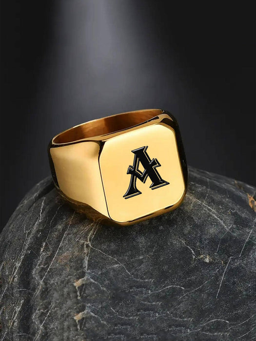 1 anillo decorativo con letras para hombre, ideal como regalo de joyería y para fiestas. - Quierox - Tienda Online