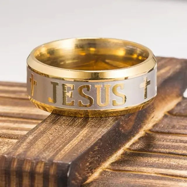 1 Anillo para Hombre con Cruz de Jesús Grabada, Banda Nupcial Religiosa Retro - Quierox - Tienda Online