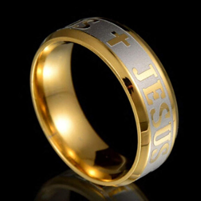 1 Anillo para Hombre con Cruz de Jesús Grabada, Banda Nupcial Religiosa Retro - Quierox - Tienda Online