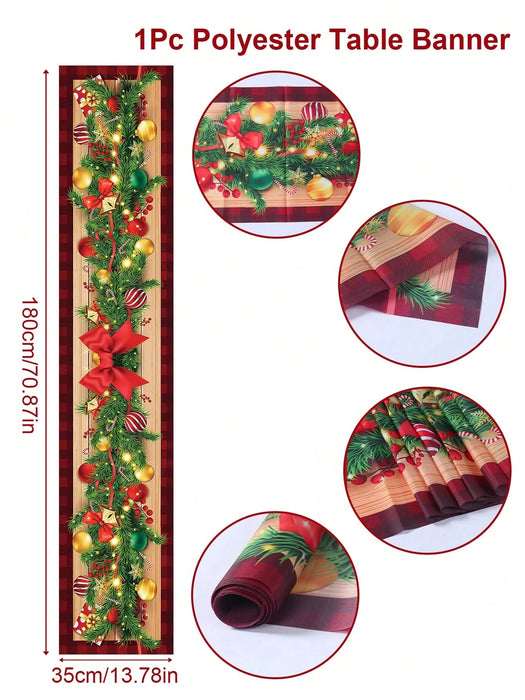 1 camino de mesa estilo lazo de vid de flores navideñas, suministros de decoración de mesa - Quierox - Tienda Online