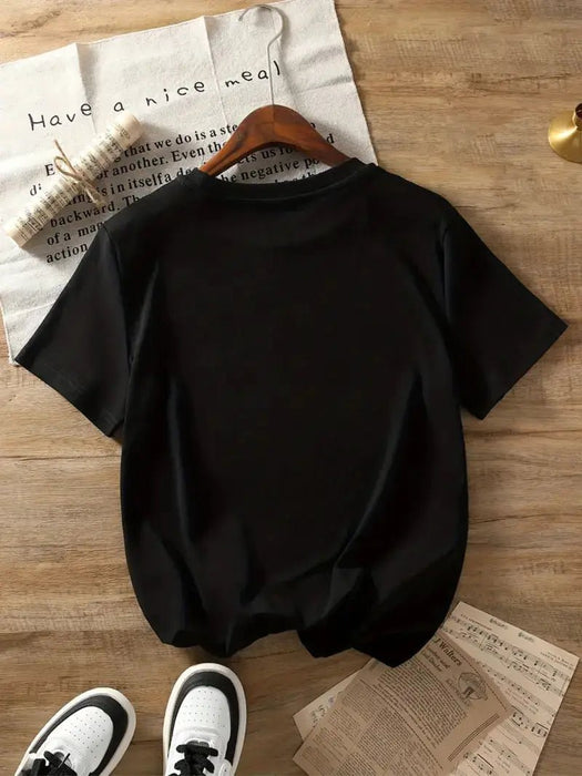 1 Camiseta Casual de Mujer con Estampado de la Torre Eiffel y Letras Románticas - Quierox - Tienda Online