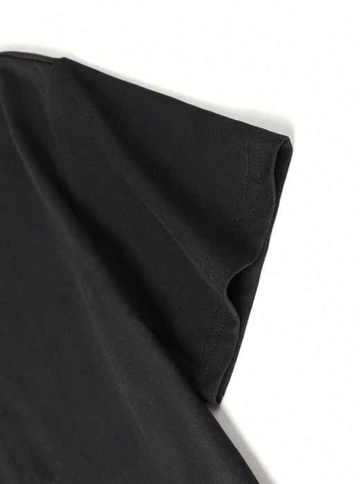 1 camiseta negra de manga corta con estampado de fútbol, adecuada para niños - Quierox - Tienda Online