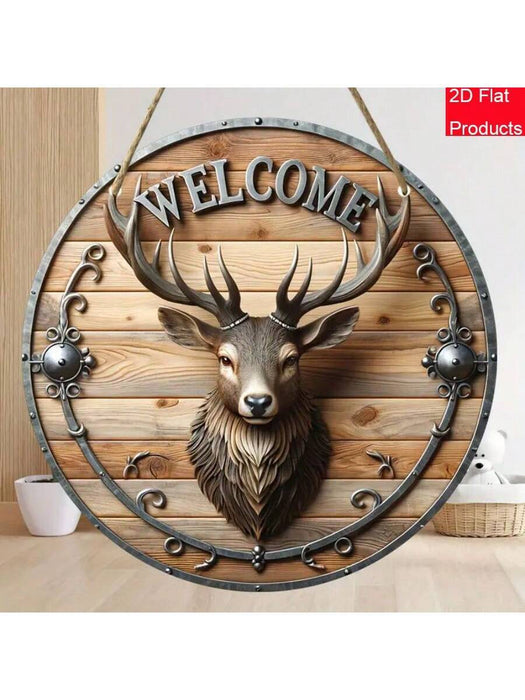 1 cartel vintage de bienvenida de alce. Placa de madera con estampado - Quierox - Tienda Online
