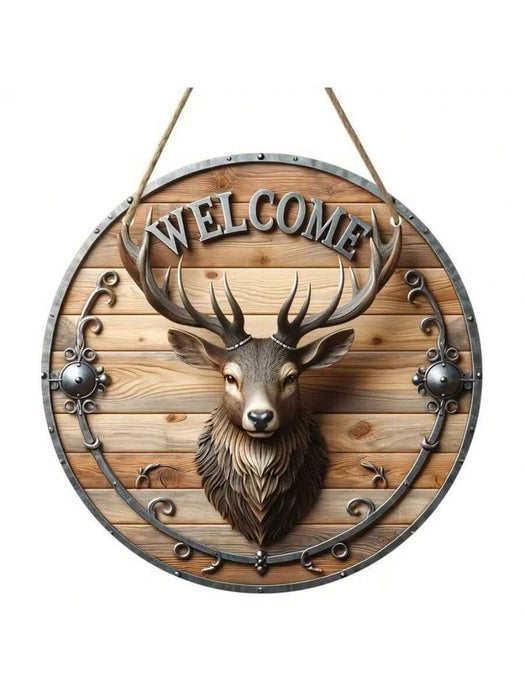 1 cartel vintage de bienvenida de alce. Placa de madera con estampado - Quierox - Tienda Online
