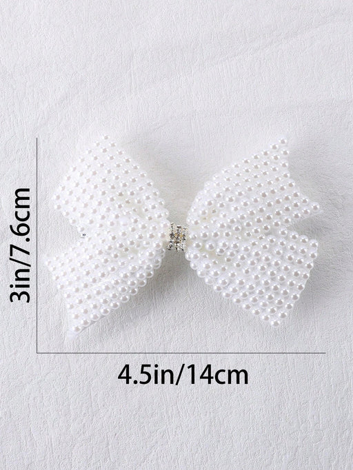1 Clip de pelo con lazo de tela blanca, para el cabello con perlas falsas y rhinestones - Quierox - Tienda Online
