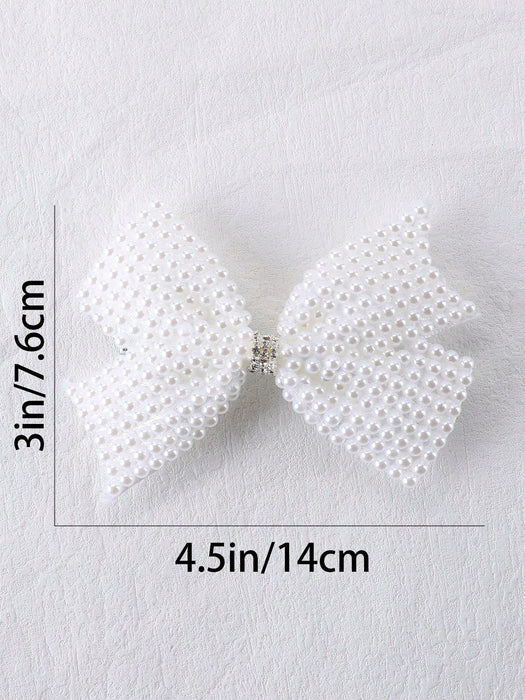 1 Clip de pelo con lazo de tela blanca, para el cabello con perlas falsas y rhinestones - Quierox - Tienda Online