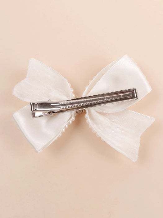 1 Clip de pelo con lazo de tela blanca, para el cabello con perlas falsas y rhinestones - Quierox - Tienda Online