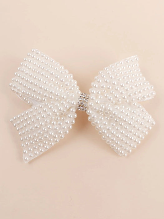 1 Clip de pelo con lazo de tela blanca, para el cabello con perlas falsas y rhinestones - Quierox - Tienda Online