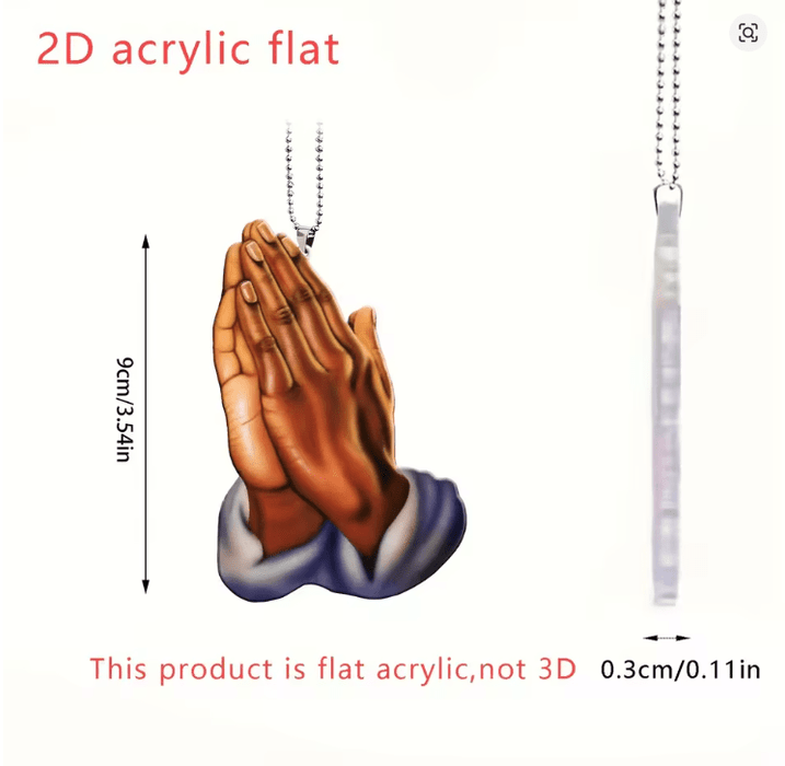 1. Colgante de mano de oración de Jesús, colgante cristiano 2D para espejo - Quierox - Tienda Online