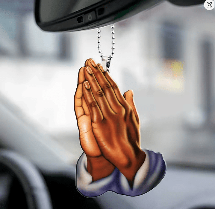 1. Colgante de mano de oración de Jesús, colgante cristiano 2D para espejo - Quierox - Tienda Online