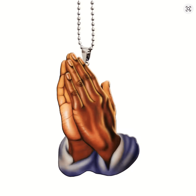 1. Colgante de mano de oración de Jesús, colgante cristiano 2D para espejo - Quierox - Tienda Online