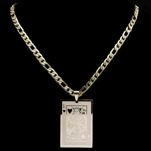 1 Collar con colgante de Poker King Spades Hearts K para hombres y mujeres - Quierox - Tienda Online