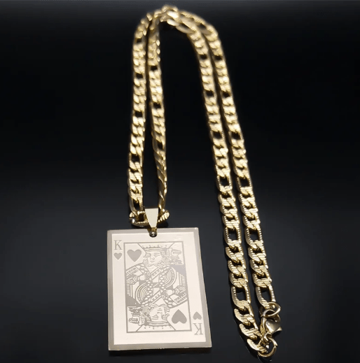1 Collar con colgante de Poker King Spades Hearts K para hombres y mujeres - Quierox - Tienda Online