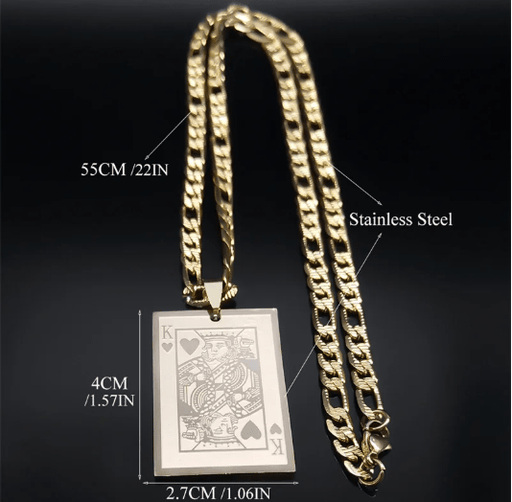 1 Collar con colgante de Poker King Spades Hearts K para hombres y mujeres - Quierox - Tienda Online