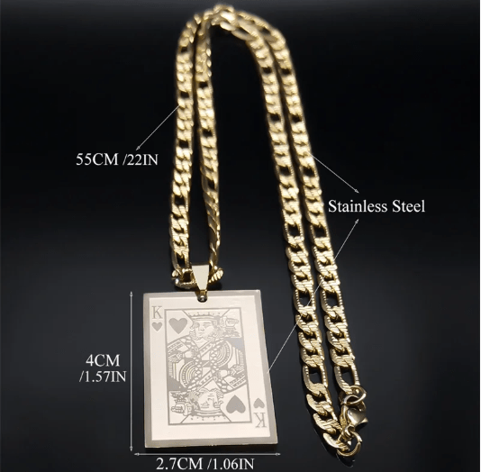 1 Collar con colgante de Poker King Spades Hearts K para hombres y mujeres - Quierox - Tienda Online