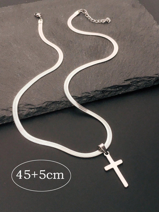 1 collar de cadena con colgante de cruz de acero inoxidable para hombre. - Quierox - Tienda Online