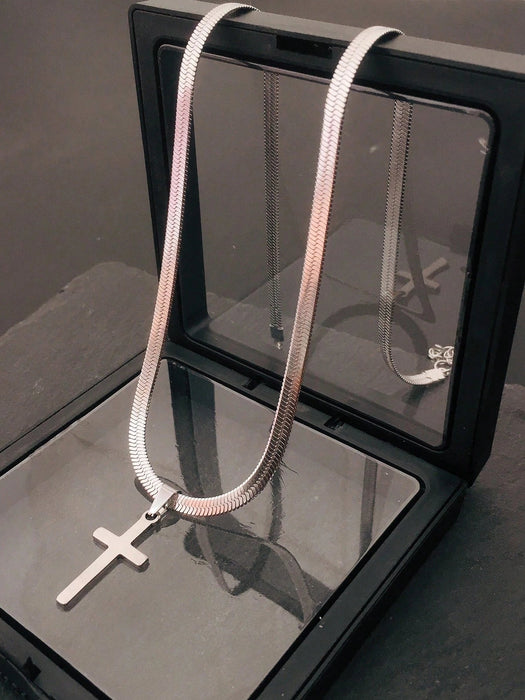 1 collar de cadena con colgante de cruz de acero inoxidable para hombre. - Quierox - Tienda Online