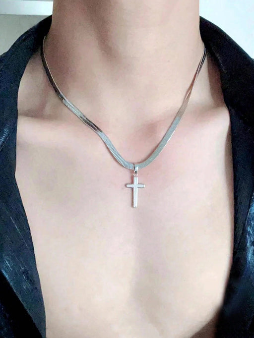 1 collar de cadena con colgante de cruz de acero inoxidable para hombre. - Quierox - Tienda Online