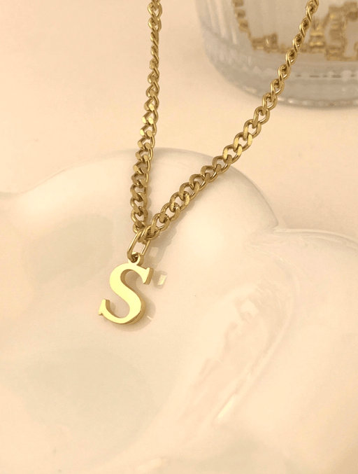 1 Collar para mujeres Simple con inicial de letra S acero inoxidable - Quierox - Tienda Online