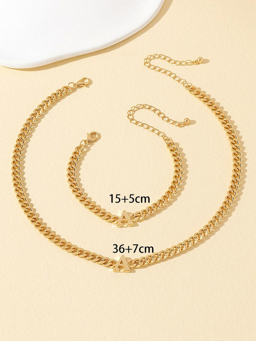 1 collar y pulsera de cadena con decoración de letras a la moda para mujer - Quierox - Tienda Online
