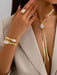 1 Conjunto de collar en Y con colgante de metal y perlas barrocas, estilo vintage - Quierox - Tienda Online