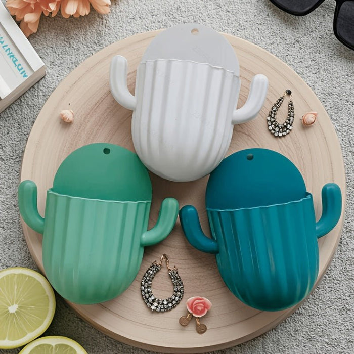 1 Estante de almacenamiento de pared con forma de cactus para cepillos de dientes - Quierox - Tienda Online