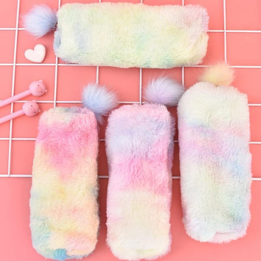 1 Estuche de peluche con arcoíris para niñas, bonito multicolor aleatorio - Quierox - Tienda Online