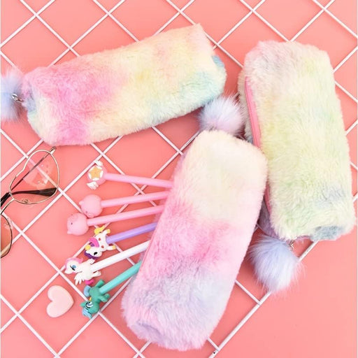 1 Estuche de peluche con arcoíris para niñas, bonito multicolor aleatorio - Quierox - Tienda Online