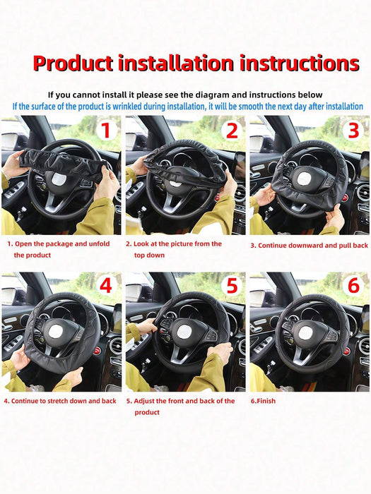 1 funda para volante de coche de piel sintética brillante y metal para vehículos - Quierox - Tienda Online