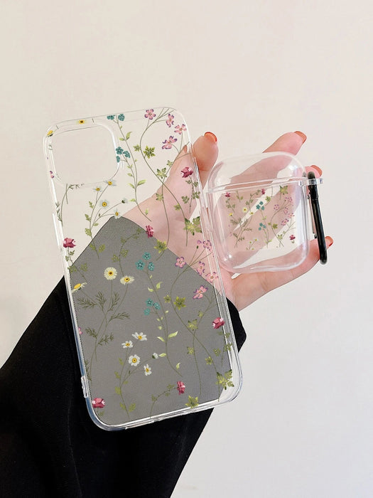 1 funda transparente con diseño floral y 1 funda compatible con Airpods - Quierox - Tienda Online