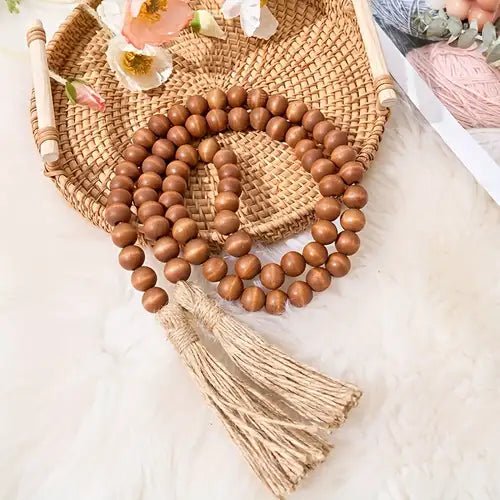1 guirnalda de cuentas de madera con borlas, colgante - Quierox - Tienda Online