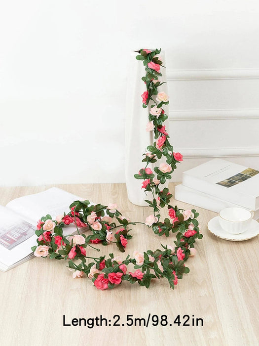 1 guirnalda de flores artificiales de plástico rosa para decoración del hogar - Quierox - Tienda Online