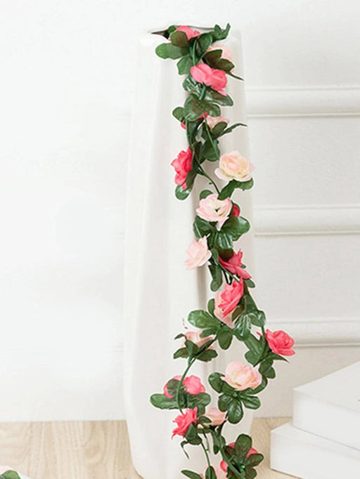 1 guirnalda de flores artificiales de plástico rosa para decoración del hogar - Quierox - Tienda Online