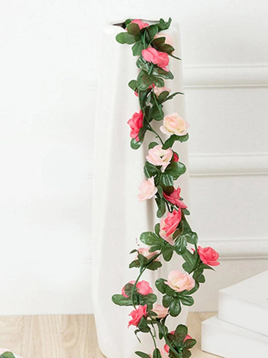 1 guirnalda de flores artificiales de plástico rosa para decoración del hogar - Quierox - Tienda Online