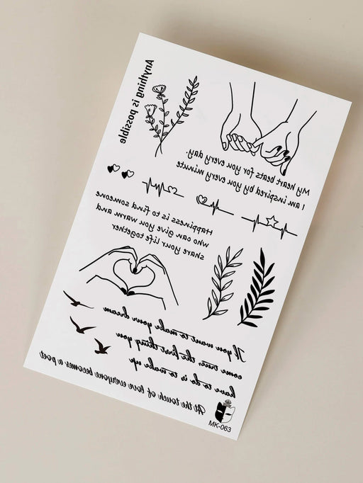 1 hoja de pegatinas con eslóganes y gráficos para tatuajes - Quierox - Tienda Online