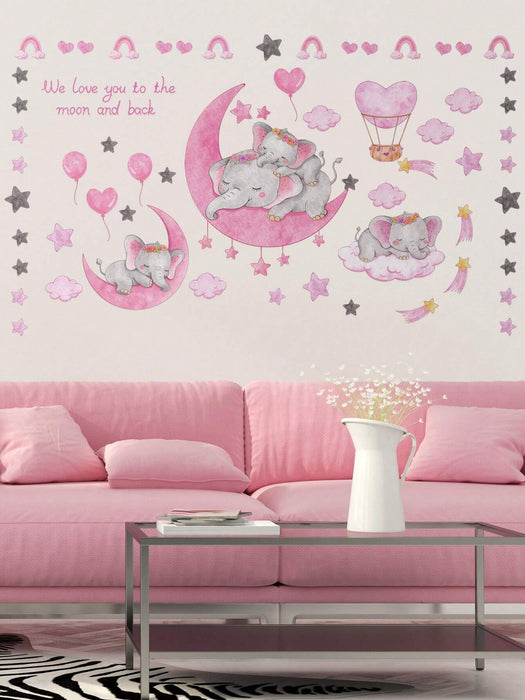 1 hoja de pegatinas de pared de elefantes lindos, pegatinas de pared - Quierox - Tienda Online