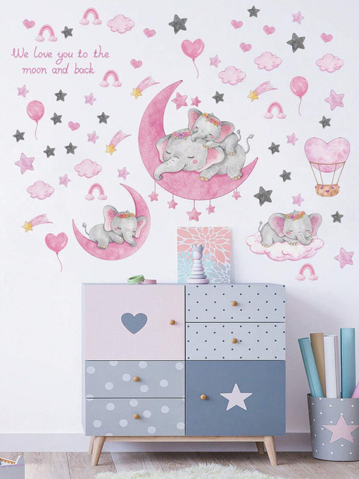 1 hoja de pegatinas de pared de elefantes lindos, pegatinas de pared - Quierox - Tienda Online