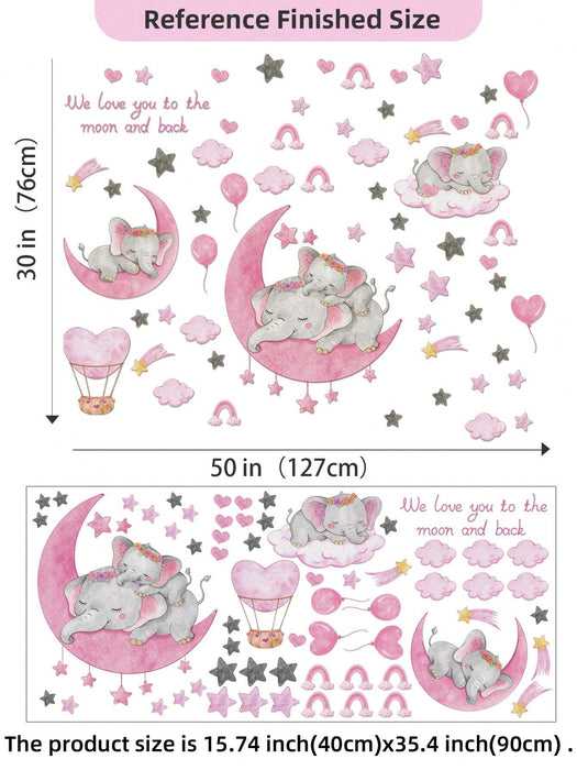 1 hoja de pegatinas de pared de elefantes lindos, pegatinas de pared - Quierox - Tienda Online