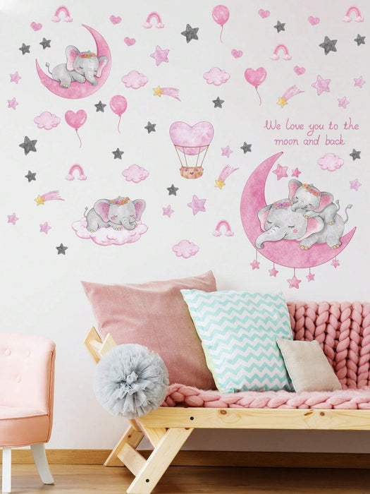 1 hoja de pegatinas de pared de elefantes lindos, pegatinas de pared - Quierox - Tienda Online