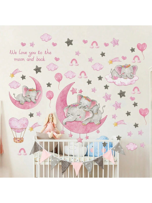 1 hoja de pegatinas de pared de elefantes lindos, pegatinas de pared - Quierox - Tienda Online