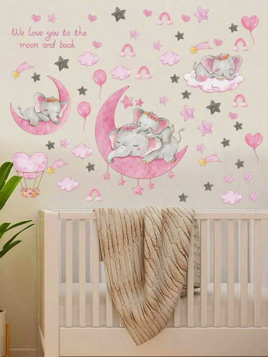 1 hoja de pegatinas de pared de elefantes lindos, pegatinas de pared - Quierox - Tienda Online