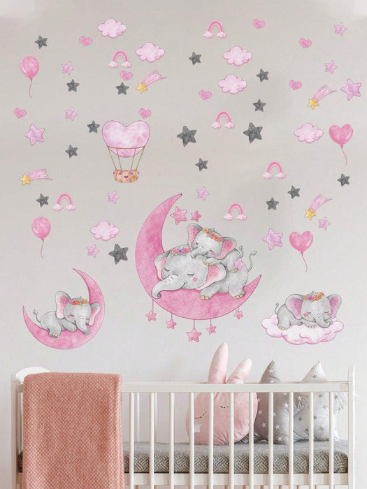 1 hoja de pegatinas de pared de elefantes lindos, pegatinas de pared - Quierox - Tienda Online