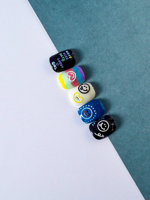 1 hoja de pegatinas para decoración de uñas con diseño de cara de dibujos animados - Quierox - Tienda Online