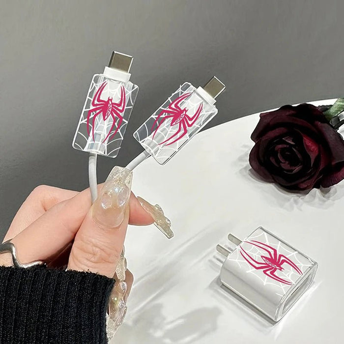 1 juego de funda protectora transparente para cargador de iPhone de 18 W y 20 W, enrollador de cables de datos - Quierox - Tienda Online