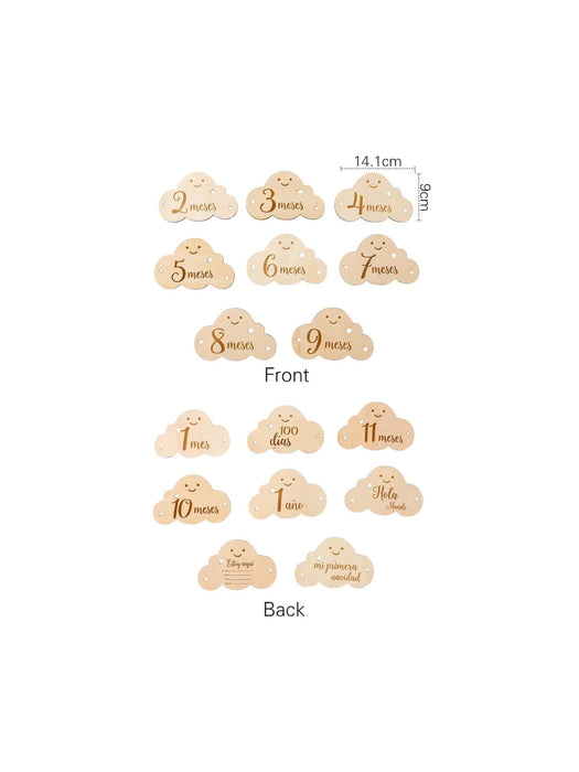 1 juego de marcadores de madera con forma de nube para bebés de 1 a 12 meses - Quierox - Tienda Online