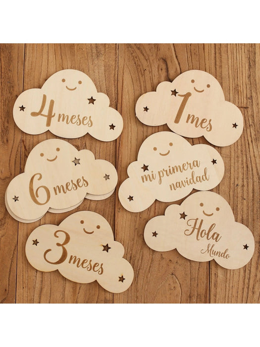 1 juego de marcadores de madera con forma de nube para bebés de 1 a 12 meses - Quierox - Tienda Online